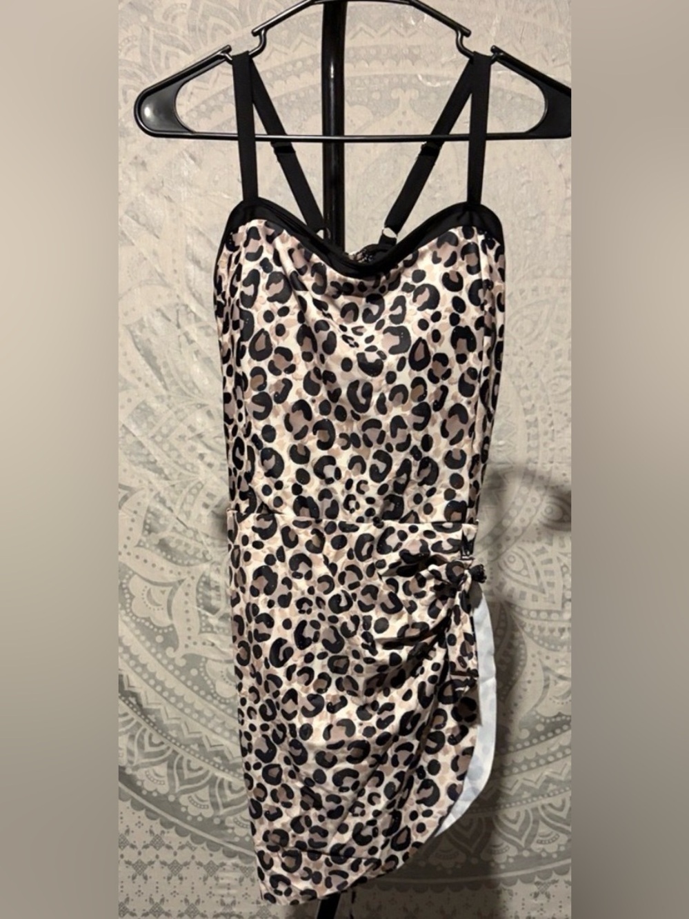 🐆 Leopard Print One Piece Swimsuit ✨ Side Tie Sarong Style 🏝️ Size 2XL | NWOT